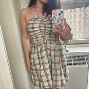 Abercrombie & Fitch Brown and White Halter Sundress